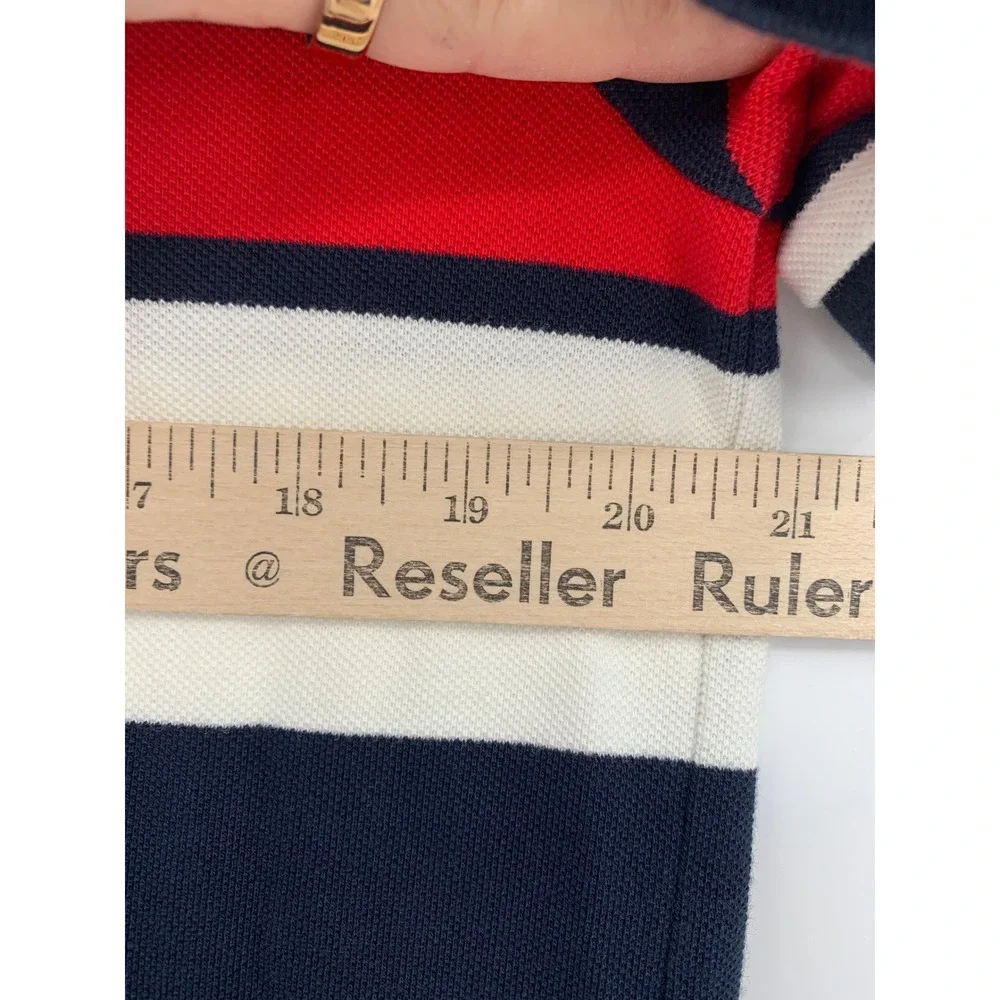Vintage Ralph Lauren Polo Shirt Mens Large Blue Red Striped 67 Colorful Preppy